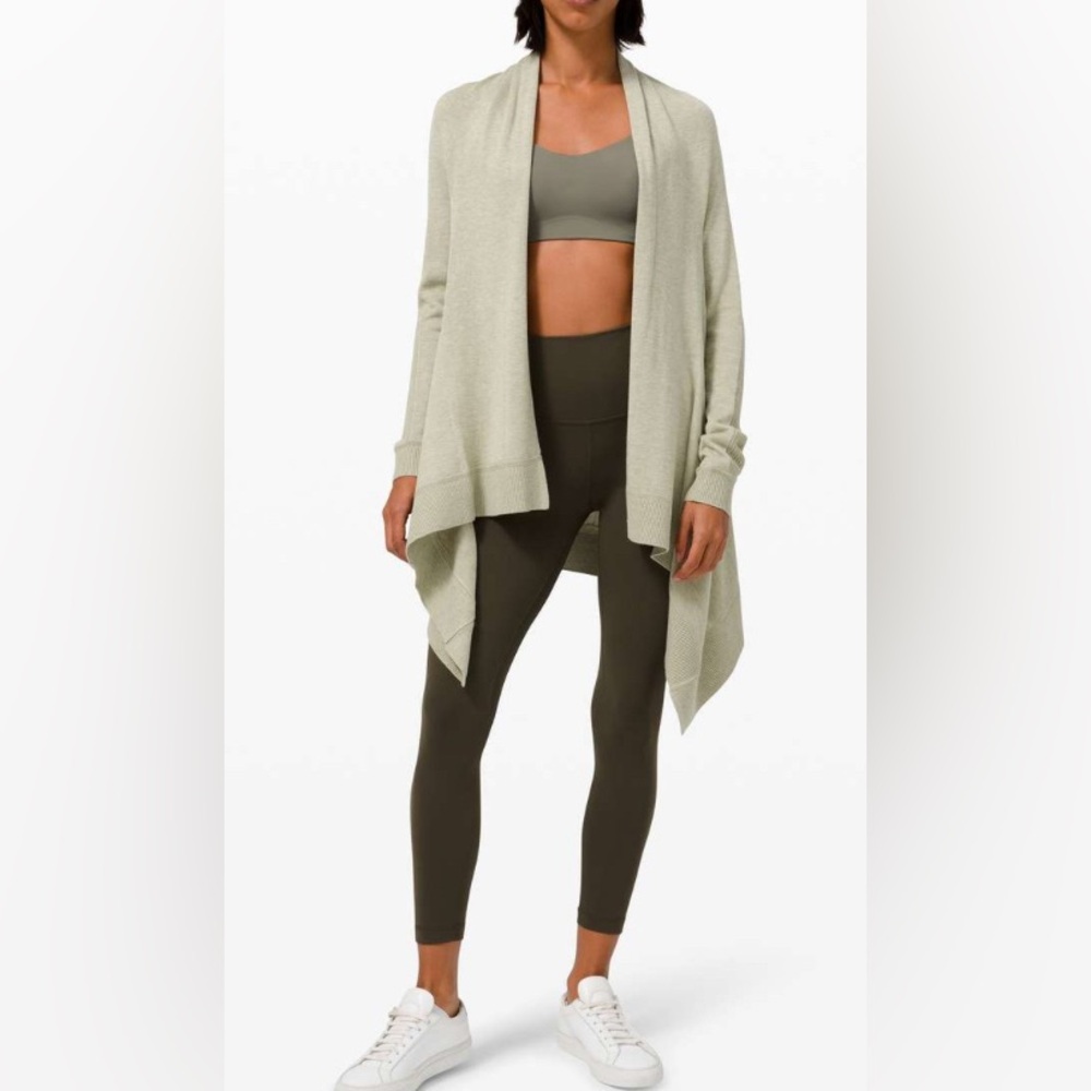 🍋 Lululemon Cashlu Knit Wrap Heathered Rosemary Green (Open Cardigan Sweater)